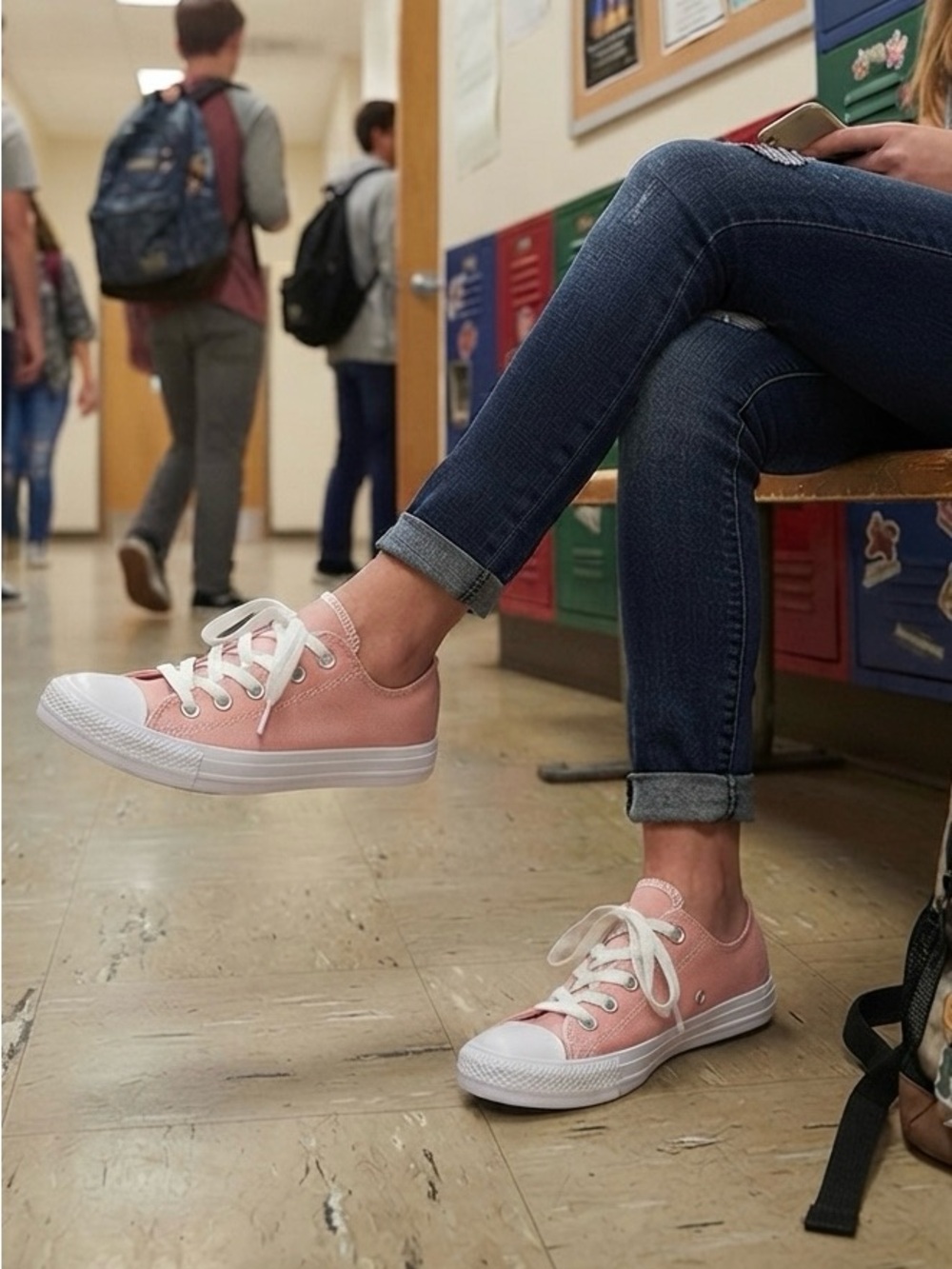 Converse Pink Canvas Low-Top Lace Sneakers